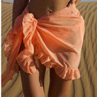 Costume da bagno donna Bikini covers-Up gonna estate tinta unita Beach Wrap gonna costumi da bagno donna Ruffles Trim Lace Up Sarong Cover Ups platinumshop