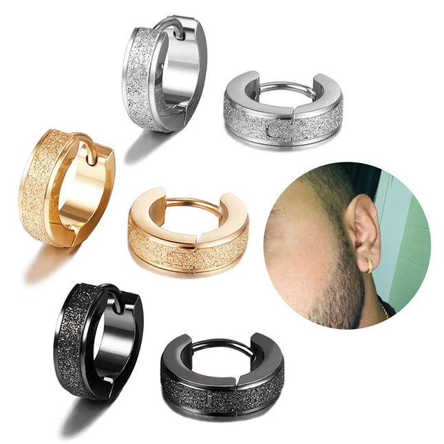 Orecchini a cerchio in acciaio inossidabile con glassa larga 2 pezzi orecchini rotondi neri per donna uomo Punk Vintage Circle Earring Jewelry Statement platinumshop
