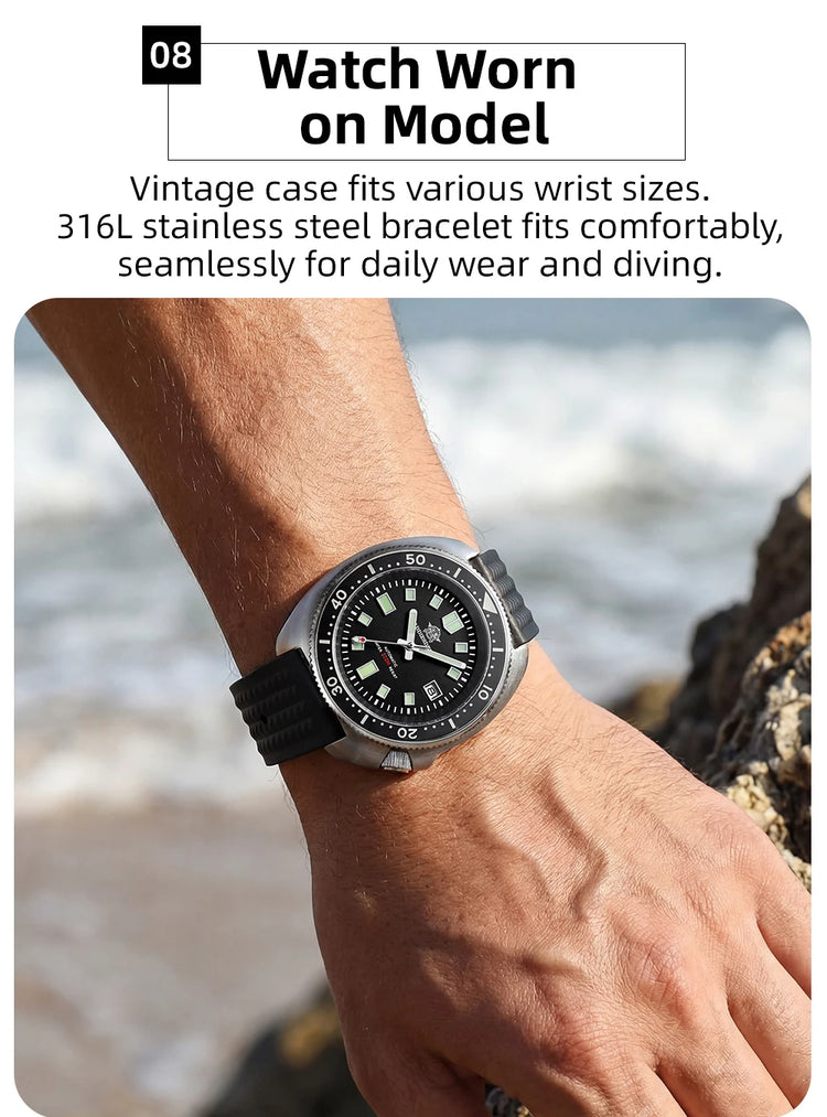 ADDIESDIVE Luxury Men's Automatic Watch Ceramic Bezel Sapphire Glass 200m Waterproof Ultra Bright Blue Luminous Diving Watch