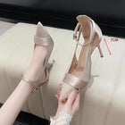 Décolleté con tacco alto in raso viola per donna 2025 Décolleté con cinturino alla caviglia Décolleté con tacco sottile Donna Scarpe da sposa sexy con punta a punta Lady