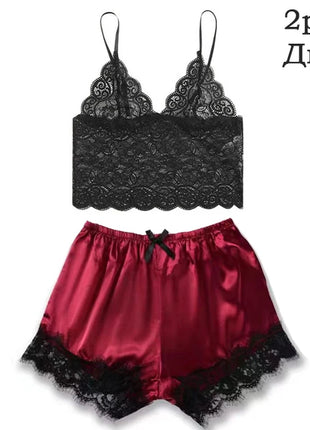 Pigiama da notte in raso da donna Set pigiama rosa Lingerie sexy Accappatoio Patchwork di pizzo Abito da notte in seta Pantaloni Indumenti da notte vestiti per la casa