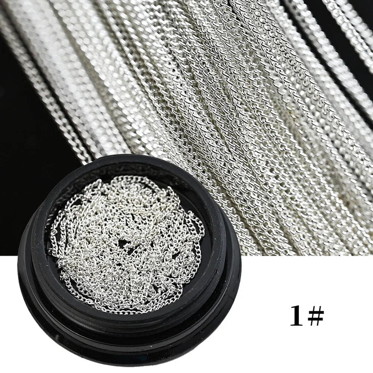 100CM Metal Chain Nail Art Rhinestone Gold/Silver Alloy Studs Nail Art Decorations Chains DIY Design Manicure Jewelry Accessory 2028