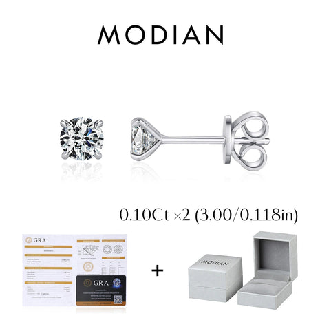 MODIAN 5 Sizes D Color Moissanite Earrings 925 Sterling Silver Sparkling Luxury Stud Earrings For Women Wedding Fine Jewelry PlatiNum