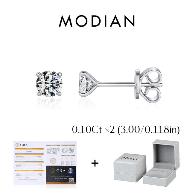 MODIAN 5 Sizes D Color Moissanite Earrings 925 Sterling Silver Sparkling Luxury Stud Earrings For Women Wedding Fine Jewelry PlatiNum