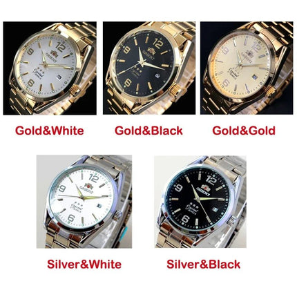 Orient Double Lion Classic Watch Series Orologio da uomo con cinturino in acciaio inossidabile Tourbillon meccanico automatico multifunzione di lusso platinumshop
