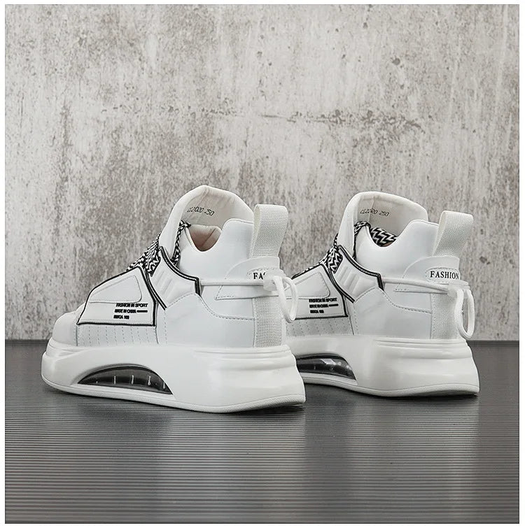 High top White Sneakers Best selling Mens Sneakers With Anti slip Wear resistant Properties Increasing Height by 6 Centimeters