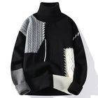 Autumn Winter Knit Turtleneck Sweater Men Fashion Patchwork Knitted Pullovers Mens High Quality Casual Sweaters Warm Streetwear