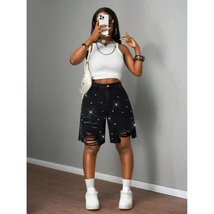 Shorts Female Jeans Jorts New Summer Spring Women Stretch Free Denim Casual Wear Fashion Trendy PlatiNum