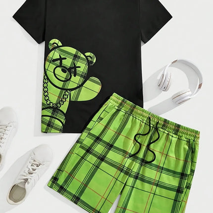 Completo da uomo casual streetwear 2026: T-shirt sportiva a stampa graffiti Y2K ad asciugatura rapida e pantaloncini con coulisse platinumshop