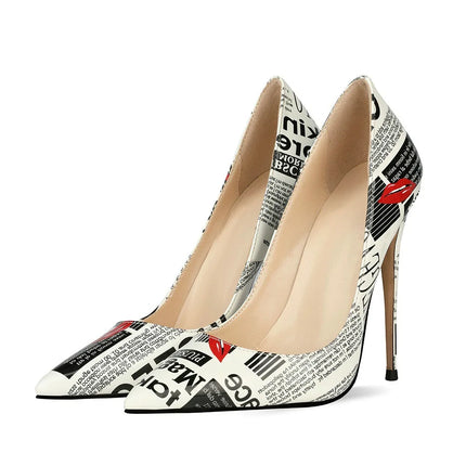 Nuovo 8CM 10CM 12cm Scarpe da festa da donna a punta Graffiti Tacchi ultra alti Spettacoli di moda Scarpe da principessa Donna Stiletto Taglia 34-44