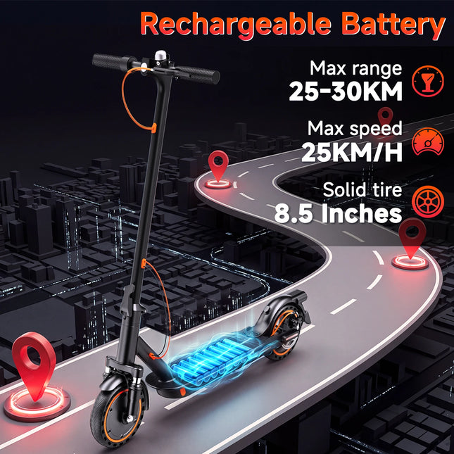 Monopattino Elettrico TODIMART T6 per Adulti, Motore 350W (Picco 500W), Batteria 36V 7.8Ah, Pneumatici Solidi a Nido d'Ape Antiesplosione da 8.5 Pollici, Connessione APP, Pieghevole
