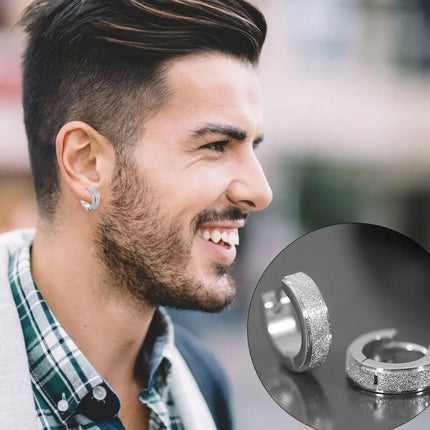 Orecchini a cerchio in acciaio inossidabile con glassa larga 2 pezzi orecchini rotondi neri per donna uomo Punk Vintage Circle Earring Jewelry Statement platinumshop