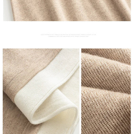 SuyaDream, Women Long Skirt, 32.4%Sheep Wool, Solid Woolen Knitted Skirts, 2024 Autumn Winter Warm Under Dress, Grey, Khaki PlatiNum