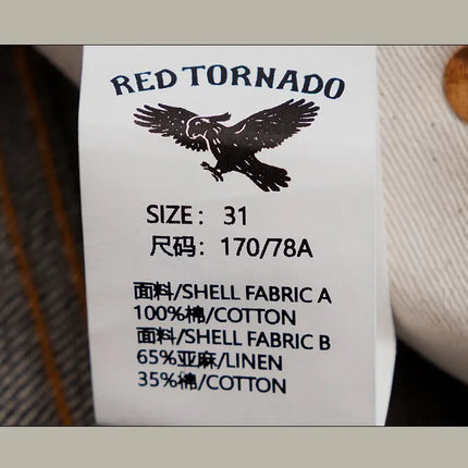 Red Tornado Retro Heavy 18oz Raw Selvedge Denim Pants Sanforized Button Fly High Waist Flap Pocket Carpenter Style Jeans
