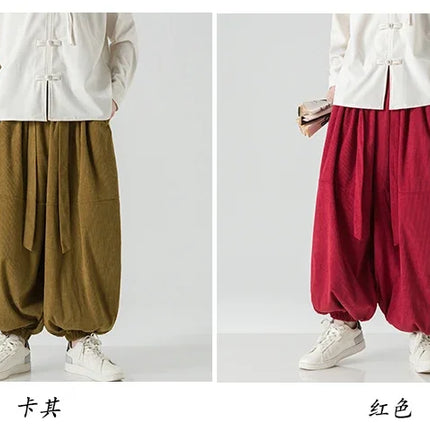 Pantaloni di velluto a coste da uomo autunno inverno pantaloni larghi casual oversize da uomo streetwear moda Harajuku donna pantaloni in vita elastica da uomo