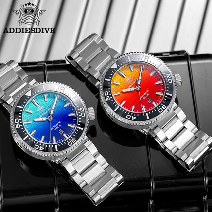 ADDIESDIVE 1000m Waterproof Diver Watches Sapphire Glass Automatic Mechanical Watches Super Luminous AD2526 Gradient Wristwatch