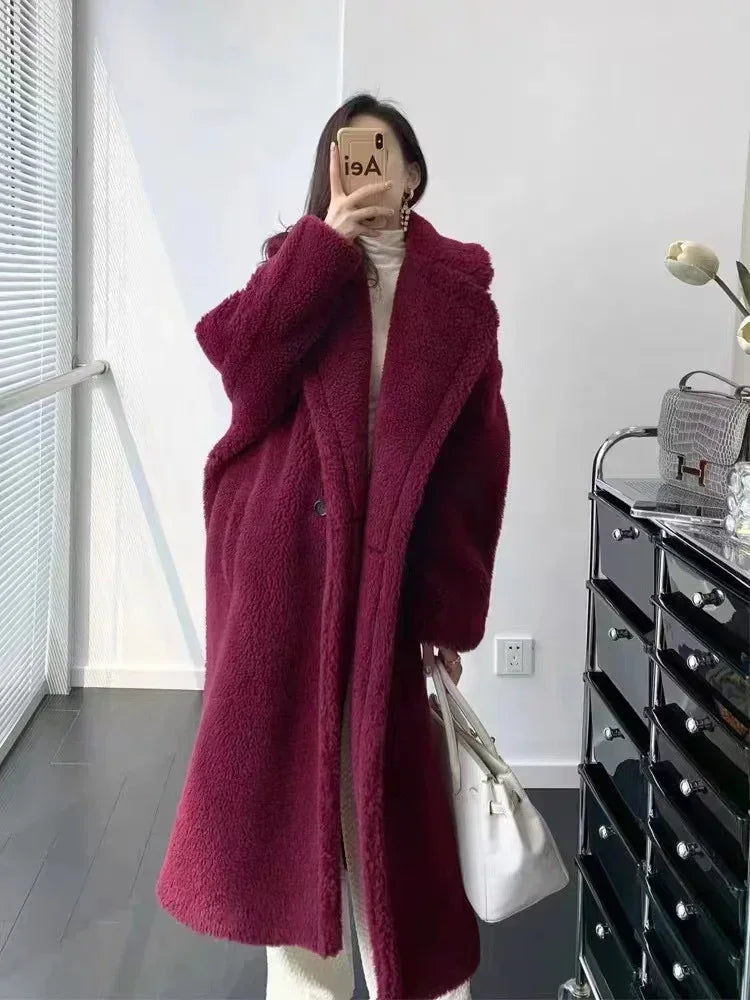 Max Teddy Coat 62% Alpaca 26% Wool 12% Silk Coat Winter Thicken Women's Coat