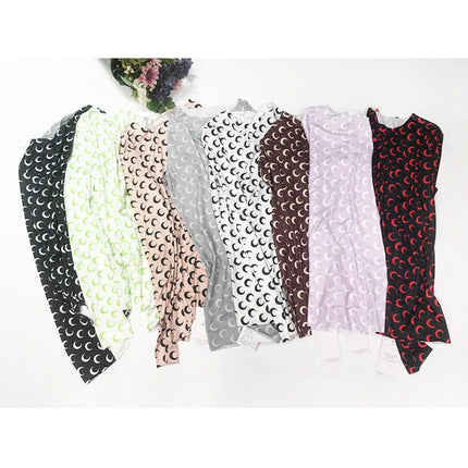 Nuova Maglietta Donna in Rete Stampata, Moda Primavera-Autunno, Casual a Maniche Lunghe, Protezione Solare, Strato Interno in Seta Ghiacciata