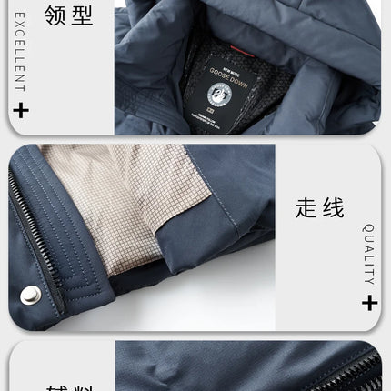 Real 85% Goose Down Jacket Men 2025 Winter Warm Puffer Coat Luxury Hood Thermal Outdoor Jacket Goose Down Parkas Zipper Clothes