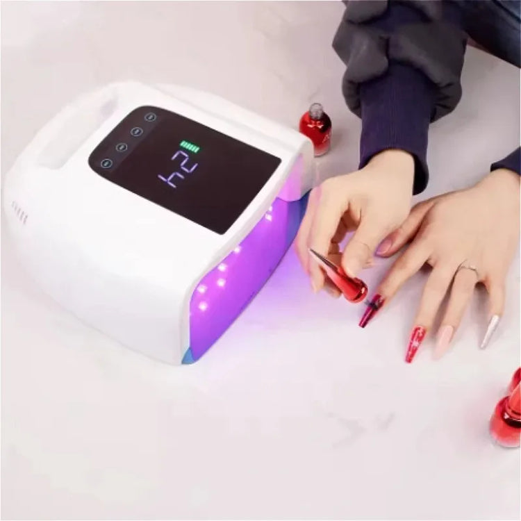 96W Wireless UV LED Nail Dryer, Rechargeable Nail Lamp with Metal Base, Portable Cordless Manicure Curing Light for Gel Polish