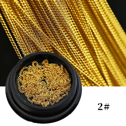 100CM Metal Chain Nail Art Rhinestone Gold/Silver Alloy Studs Nail Art Decorations Chains DIY Design Manicure Jewelry Accessory 2028