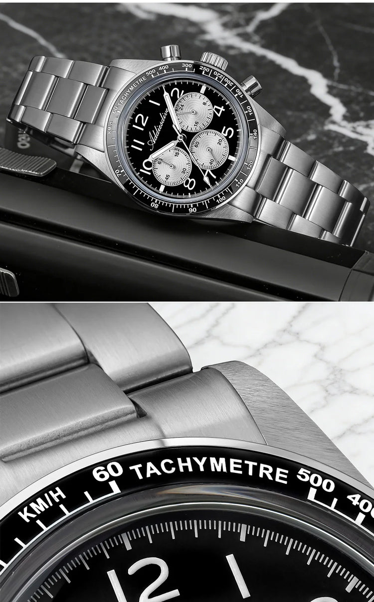 ADDIESDIVE New Chronograph 0S20 Quartz Wristwatch Luxury Men Watch Ceramic Bezel Domed Glass 100m Waterproof BGW9 Luminous