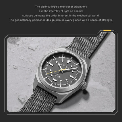CADISEN TI-7 Autodyne Titanium Steel Automatic Mechanical Canvas Wristwatch MIYOTA 8215 Luminous Sapphire Waterproof Man Watches