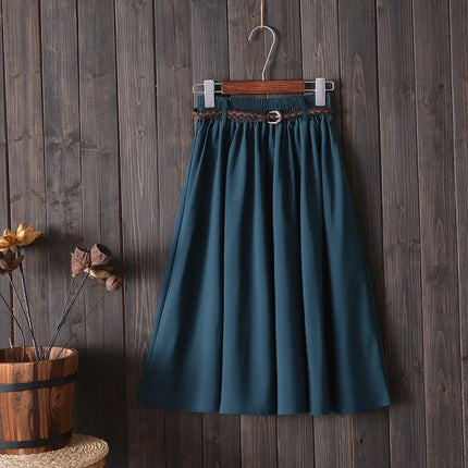 Gonna estiva midi al ginocchio da donna con cintura Gonna da scuola a pieghe a vita alta da donna coreana alla moda femminile