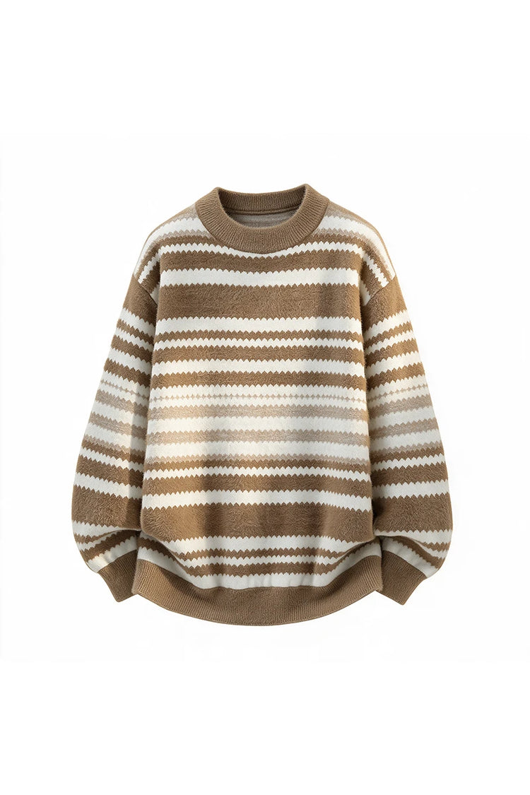 New Trendy Autumn and Winter Jacquard Pattern Pullover Sweater Casual Round Neck Color-Blocking Knit Men's Pullover