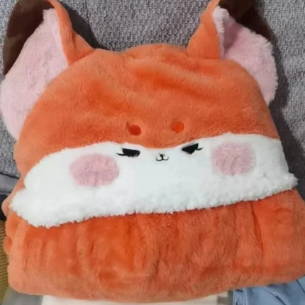 Anime Fox Cloak Fox Cape Cartoon Cloak Coral Fleece Keep Warm Air Blankets Cosplay Costumes Lovely Soft Birthday Valentine Gifts
