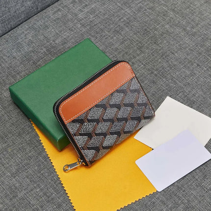 Portafoglio unisex con cerniera in vera pelle, mini borsa quadrata, borsa portaoggetti alla moda con scomparti multipli per monete e carte, per uso quotidiano