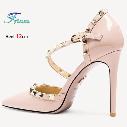 2025 Tacchi alti neri 12cm 10cm 8cm Scarpe da donna Tacchi sottili Décolleté da donna con testa a punta Scarpe da banchetto a spillo poco profonde in microfibra platinumshop