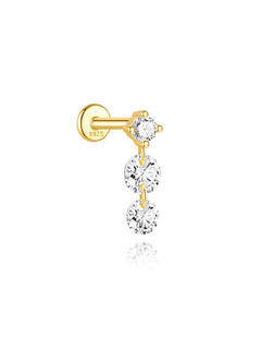 AIDE Heart Round Ball Flat Helix Piercing Earring 925 Sterling Silver Ear Studs Geometric Zircon Exq