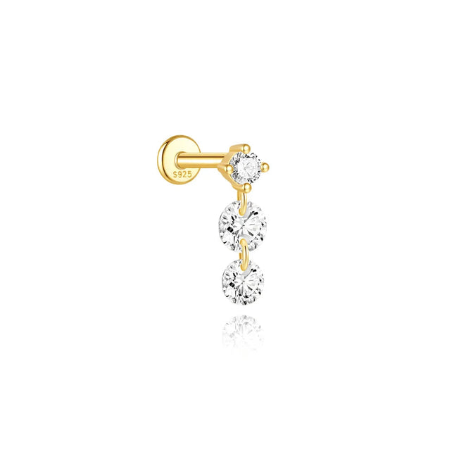 AIDE Heart Round Ball Flat Helix Piercing Earring 925 Sterling Silver Ear Studs Geometric Zircon Exquisite Trinket Studs Aretes PlatiNum