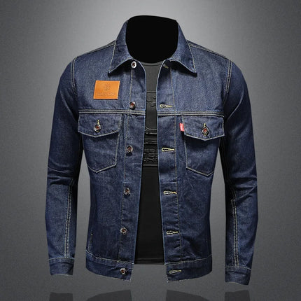 Men's High-Quality Dark Blue Casual Denim Coat Classic Fashion European Style Handsome M-4XL 2024 New