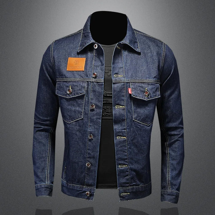 Men's High-Quality Dark Blue Casual Denim Coat Classic Fashion European Style Handsome M-4XL 2024 New