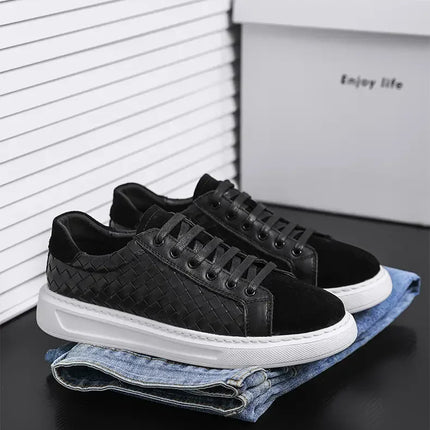 Sneakers Premium Breathable Woven Black Casual Shoes for Men Lightweight Comfortable Daily Walking Outdoor Footwear