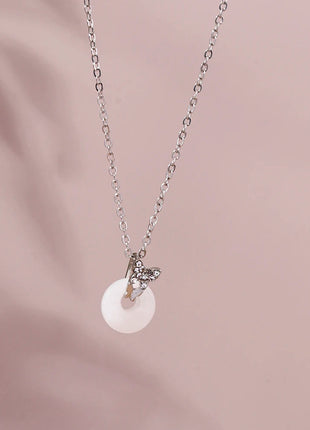 Y2K Crystal Butterfly Heart Necklace Fashion Kpop Shiny Clavicle Chain Necklaces for Women Girls New Trend Party Gifts Jewelry PlatiNum