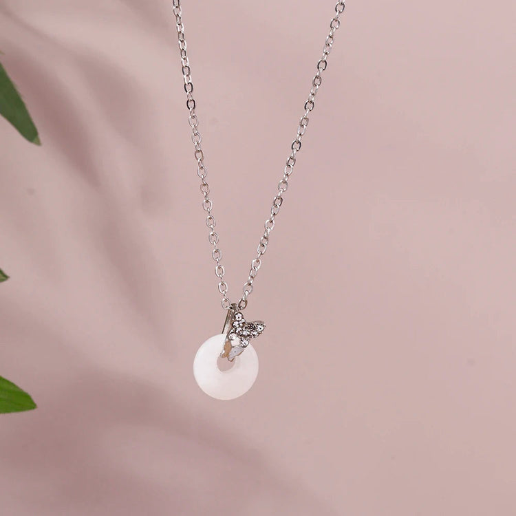 Y2K Crystal Butterfly Heart Necklace Fashion Kpop Shiny Clavicle Chain Necklaces for Women Girls New Trend Party Gifts Jewelry PlatiNum