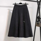 Thicken Woolen Skirt For Women Autumn Winter High Waist Loose A-Line Skirts Elegant Office Lady Mid-length Skirt PlatiNum