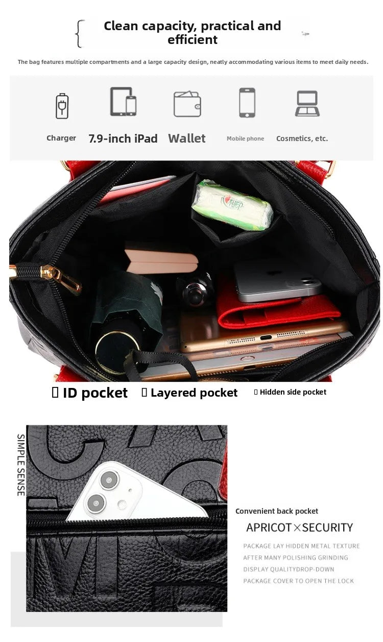 Ladies Large Capacity Leather Shoulder Bag 2025 New Style Urban Simple Tote Bag Women's Single Shoulder Bag Daily Match PlatiNum