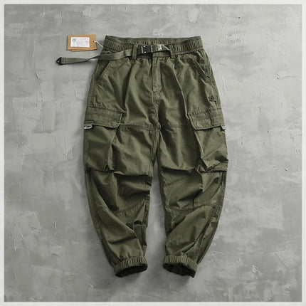 Men's corset casual pants loose 3D vertical cut retro military style outdoor scratch resistant multi-pocket cargo pants