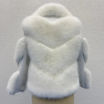 ZADORIN New Winter Coats Furry Faux Fox Fur Coat Women Turn Down Collar PU Leather Splicing Warm Lining Luxury Faux Fur Jacket