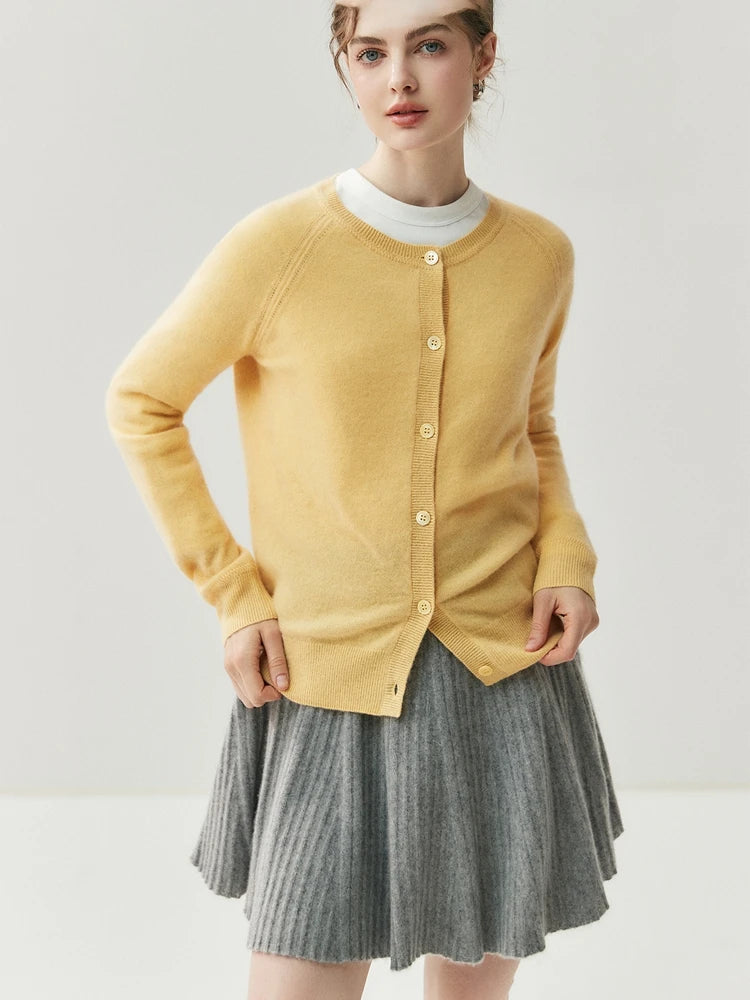 CHICUU Women's A-line Pleated Skirt 100% Cashmere Knit Mini Skirt Autumn Winter Preppy Style Above Knee Skirt Cashmere Knitwear PlatiNum