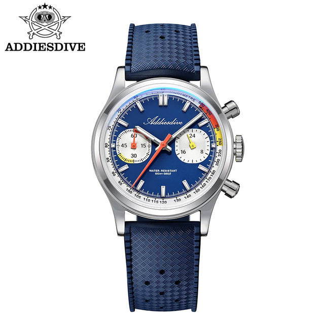 ADDIESDIVE Chronograph Quartz Watches For Men 100M Waterproof Multifunctional Wristwatch AD2549 Bubble Glass BGW9 Luminous Watch