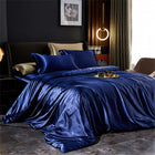 Set biancheria da letto in seta solida con copripiumino Lenzuolo Federe Lenzuolo singolo matrimoniale in raso di lusso King Queen Twin Size