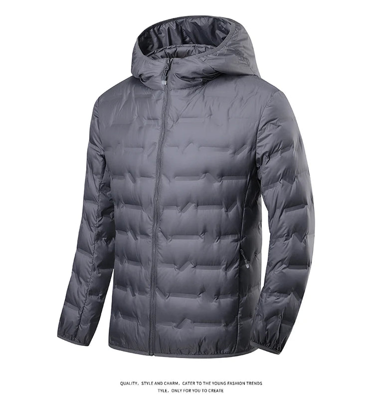 EUMERGX Men's Down Jacket Winter Warm Duck Down Lightweight Padding Jackets Camping Climbing Trekking Graphene Lining Coat