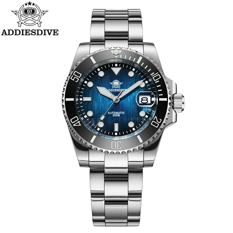 ADDIESDIVE Dive Watch Men NH35A Automatic 200M Waterproof Sapphire Crystal Ceramic Bezel Luminous Steel Wristwatch AD2078