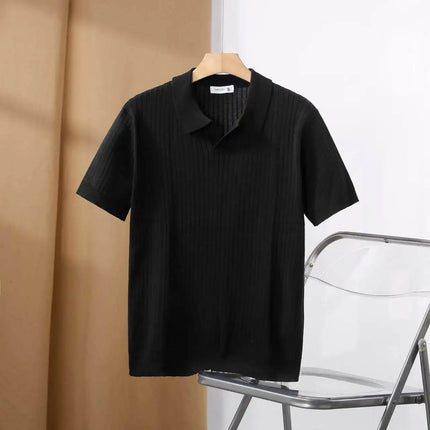 Men's Slim Fit Solid Color Stretchy Polo Shirt Sexy Fashion Trendy Cotton Casual Top Comfortable Elastic Summer Clothes