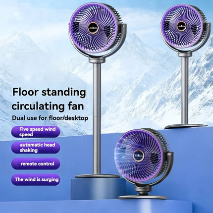Ventilatore da scrivania verticale 3 in 1, ventilatore silenzioso a 5 velocità per la circolazione dell'aria in tutta la stanza, vento forte e bassa rumorosità, ideale per la casa, il letto